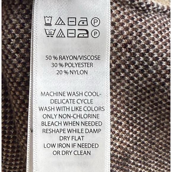 Tahari Cardigan Sweater Size XL Tan Brown Plaid Belted Duster Jacket Womens - Picture 6 of 8